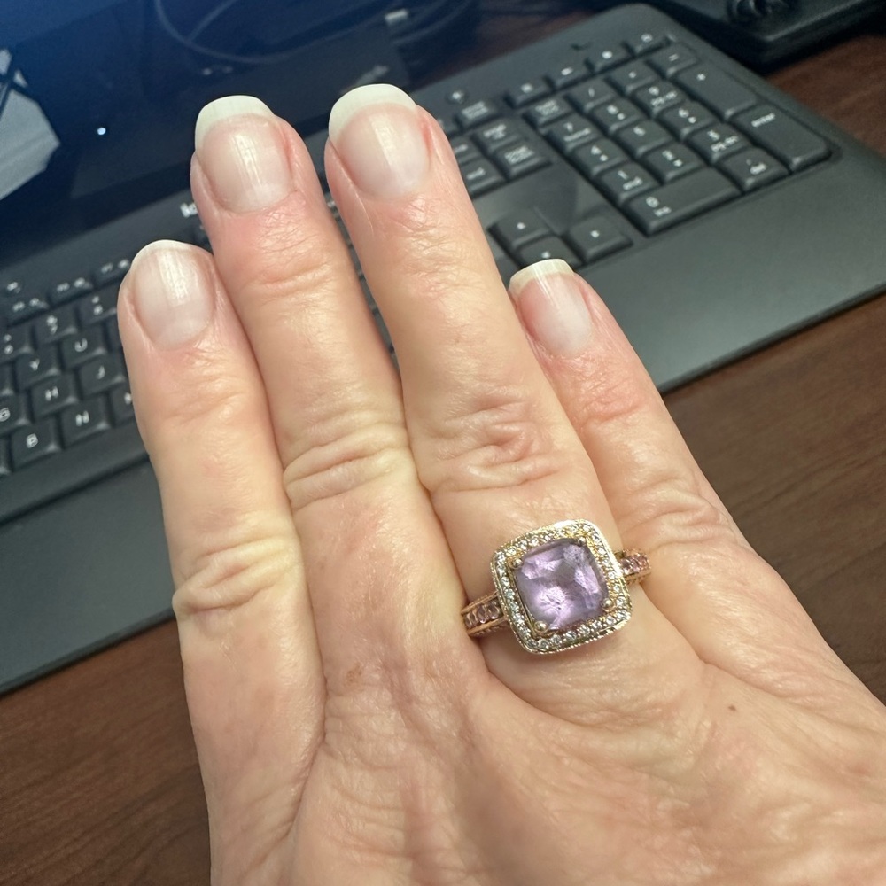 LeVian amethyst ring in rose gold, size 7 1/2 or 8
